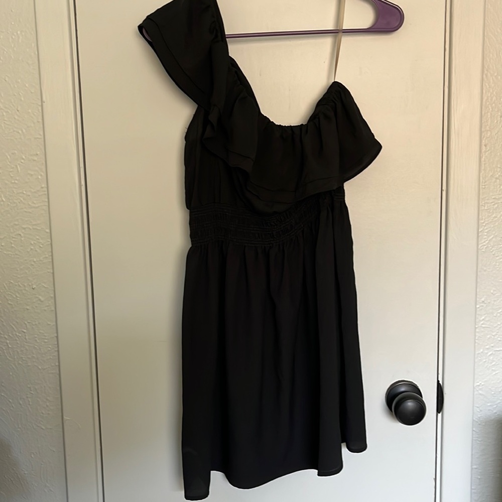 Black, one shoulder party dress